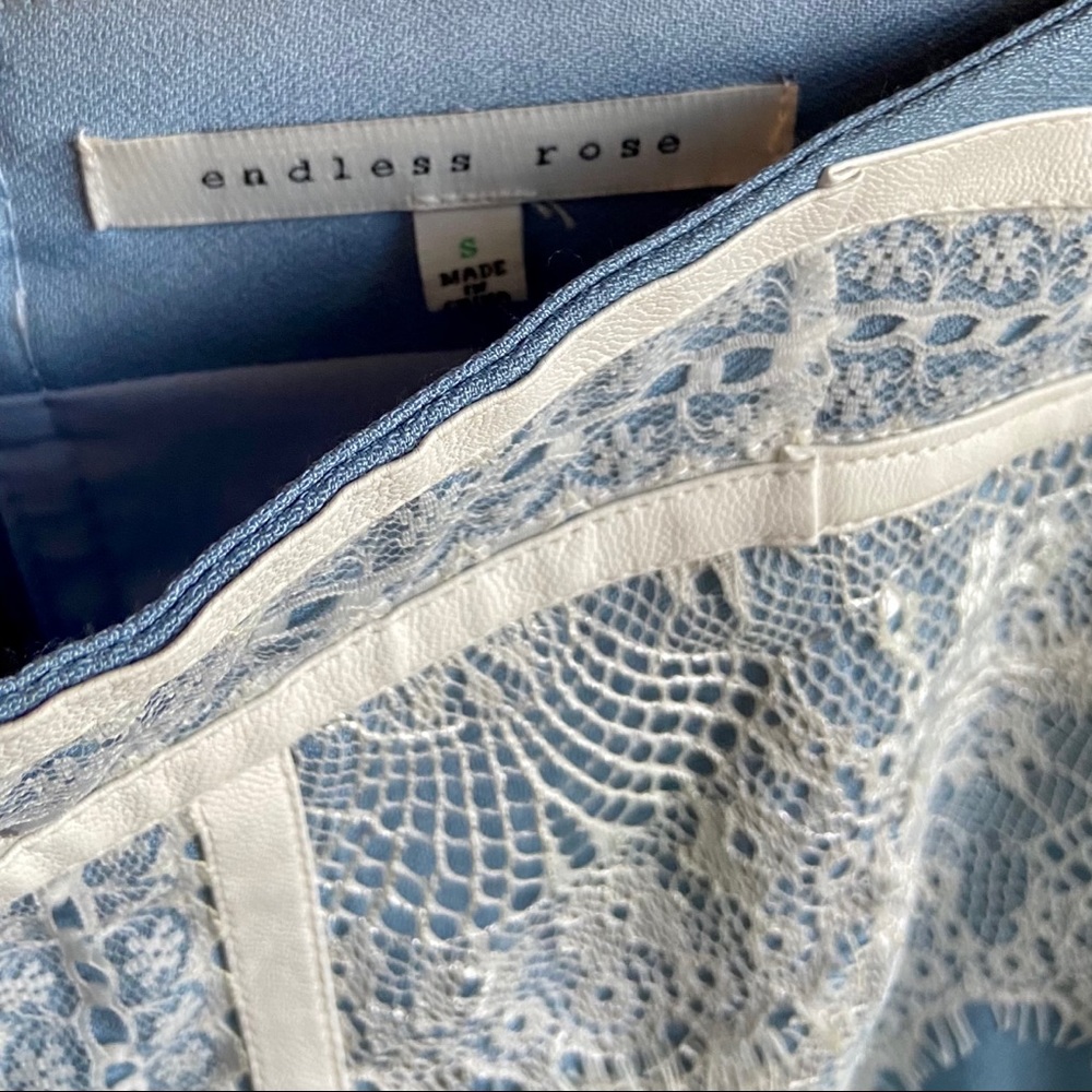 Endless Rose blue lace pencil skirt faux leather - Picture 7 of 11